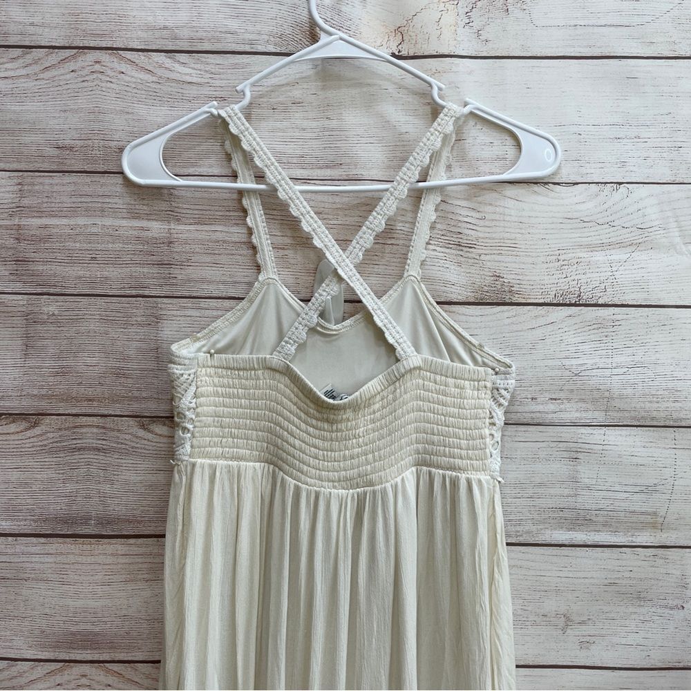 AMERICAN EAGLE CROCHET LACE BOHO COTTAGECORE MAXI DRESS IN CREAM - Picture 9 of 12